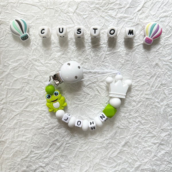 Personalisierte Frosch Schnuller Clip Spielzeug Schnuller Clip mit Namen Kunststoff Buchstaben Baby Geschenk Neugeborenen Geschenk