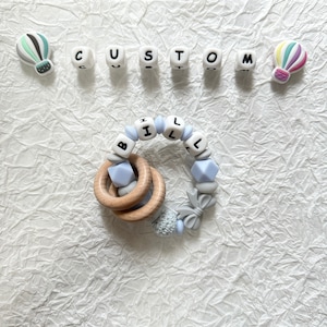 Clip para chupete con lazo personalizado, clip para chupete de juguete con nombre, letra de silicona, regalo para bebé, regalo para recién nacido