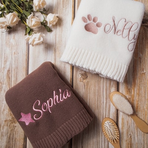 Personalized Embroidered Baby Blanket, Newborn Baby Shower Gift, Custom Knit Baby Blanket With Name, Stroller Blanket
