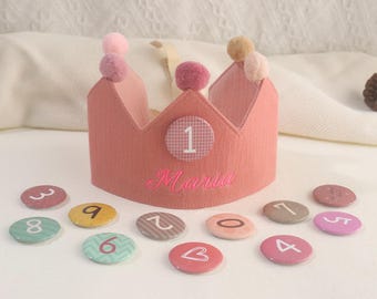 Custom Embroidered Birthday Crown for Kids, Personalized Name 1st, 2nd, 3rd Birthday Party Hat, Unique Birthday Keepsake Gift for Boys&Girls