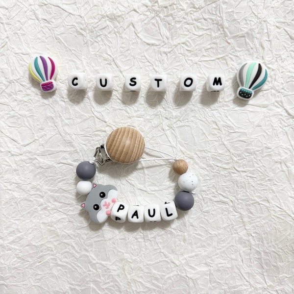 Personalised Hamster cow pacifier clip Dummy clip with name Silicone letter Baby gift Newborn Gift