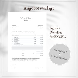 Offer template digital & personalized as Excel download for your company - Digital product in German