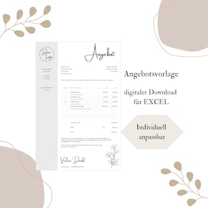 Angebotsvorlage digital & personalisiert als Excel Download für dein Unternehmen Digitales Angebot Vorlage in Deutsch