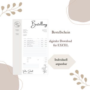 Bestellschein digital & personalisiert als Excel Download für dein Unternehmen - Digitales Produkt