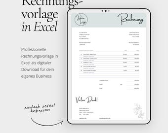 Digital and personalized invoice template as an Excel download for your company; digital invoice in German