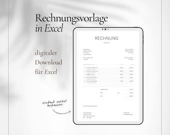 Rechnungsvorlage digital & personalisiert als Excel Download für dein Unternehmen digitale Rechnung in Deutsch