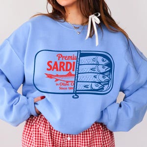 Retro Sardines Summer Sweatshirt | Vintage Sardine TShirt | Coastal Shirt | Portugal Italian Aesthetic Shirt | Vacation Shirt Sweatshirt
