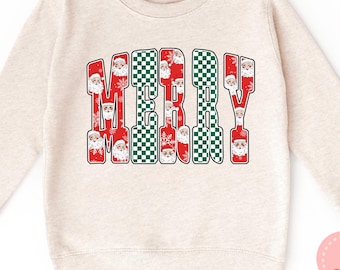 Kinder Frohe Weihnachten Santa Sweatshirt | Frohe Weihnachten Sweatshirt | Kinder T-Shirt süsses Weihnachten | Kinder Kleinkind Weihnachten TShirt Pullover Sweatshirt
