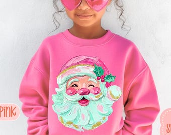 Kids Brushstroke Santa Christmas Sweatshirt | Santa Sweatshirt | Kids Cute Christmas Shirt | Kids Toddler Christmas Sweater Sweatshirt