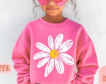 Kids Daisy Summer Sweatshirt | Flower Toddler Baby TShirt | Wildflower Kids Shirt | Daisy Flower Kids Grunge Shirt | Floral Tee Shirt
