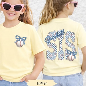 Comfort Colors®-honkbalshirt voor kinderen | T-shirt voor kinderpeuter jeugd baby dubbelzijdig voor- en achterkant honkbal-ondersteuningsshirt