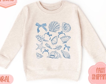 Coastal Seashell Sommer Kinder Sweatshirt | Muschel Strand Kleinkind Baby TShirt | Sommer Urlaub T-Shirt | Coquette Sealife Beach Shell Kinder T-Shirt