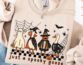 Just A Spooky Goose Halloween Sweatshirt | Funny Goose Halloween TShirt | Halloween Women's Shirt | Halloween Horror Shirt Sweatshirt