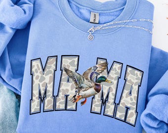 Sweat-shirt rétro Hunting Mama Mallard | T-shirt de chasse au canard | Chemise en canard colvert | Chasseurs de canards | Sweat-shirt camouflage Hunting Season