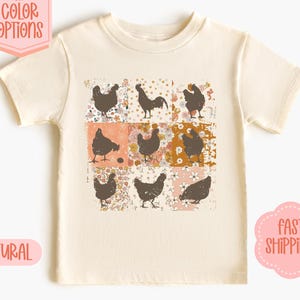 Boho Chickens Kids Shirt | Backyard Chickens Baby Toddler TShirt | Cute Farmyard Chickens Shirt | Kids Floral Chickens Tee Shirt Outfit