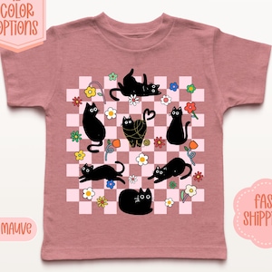 Cute Cats And Checkers Shirt | Black Cats Toddler Baby TShirt | Kids Cat Shirt | Kids Cat Lover Shirt | Kids Book Lover Tee Shirt
