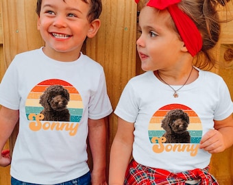 Custom Personalized Pet Dog Kids Tee Shirt | Kids Custom Dog Cat Pet Portrait Vintage Graphic Shirt | Personalized Pet Portrait Shirt