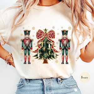 Glitter Nutcracker Tree Comfort Colors® Tshirt,Retro Pink Nutcracker Christmas Shirt,Christmas Party Tee,Matching Christmas Shirt Sweatshirt