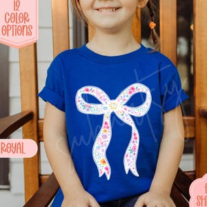 Coquette Summer Lace Bow Kids Shirt | Summer Vacation Toddler Baby TShirt | Preppy Beach Shirt | Lacey Floral Bow Girly Girl Summer Shirt