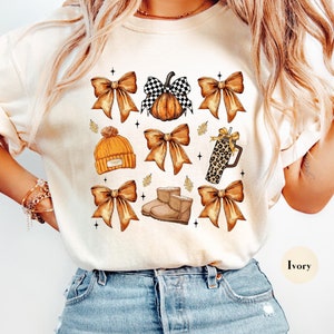 Retro Herbst Frauen Halloween Komfort Colors® T-Shirt | Kokette Herbst Shirt Sweatshirt | Gruselzeit | Herbst-Halloween-Outfit-Shirt | S380