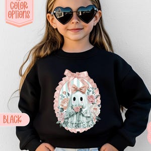 Cute Halloween Kids Sweatshirt | Ghost Frame Tee Shirt | Girls Shirt | Spooky Season Kids Shirt | Halloween Toddler Shirt Sweatshirt Outfit