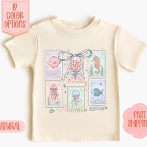 Under The Sea Stamp zomershirt | Ocean Life-shirt voor kinderen | Zomershirt voor kinderen | Sea Life zomer-lenteshirt voor kinderen | Leuk strandshirt