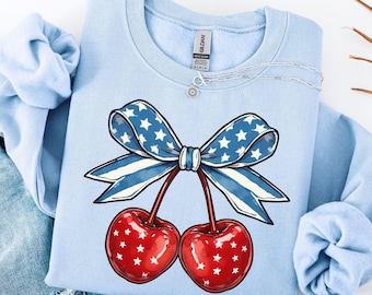 Cherry USA 4. Juli Sweatshirt | Stars And Stripes Amerika TShirt | Unabhängigkeits-Gedenktag | Vaterländisches viertes Juli-Hemd Sweatshirt