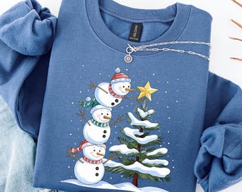 ご購入者様決定 ヴィンテージ クリスマス デザイン トレーナー 雪だるま緑きらきら雪の結晶裏起毛 おもしろ雪だるまクリスマスツリースウェットシャツ | レトロな雪の