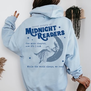 Late Night Readers Book Club Hoodie | Midnight Readers Book Society Hoodie | For Night Owl Reader Booktok Merch Bookworm Gift Sweatshirt