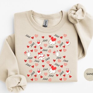 Süßes Valentinstag Geister Halloween T-Shirt | Niedliches Halloween-Geist-Shirts Sweatshirts | Halloween Geist Valentinstag Shirts | S235