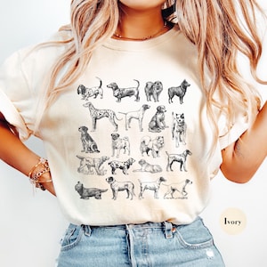 Vintage Dog Breeds Graphic Comfort Colors® Tee Shirt | Cute Dog Lover Shirt | Retro Dog Crewneck Tee | Gift for Dog Mom Mama | Dog Shirt