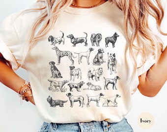 Vintage Dog Breeds Graphic Comfort Colors® Tee Shirt | Cute Dog Lover Shirt | Retro Dog Crewneck Tee | Gift for Dog Mom Mama | Dog Shirt