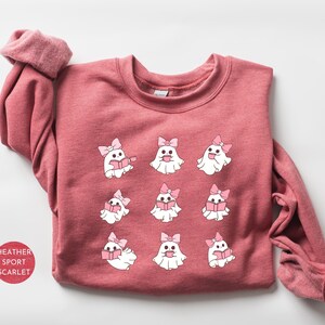 Kokette Geister, die Halloween-T-Stück Sweatshirt lesen | Niedliches Halloween-Geist-Shirts Sweatshirts | Halloween-Sweatshirts | Für Frauen | S251