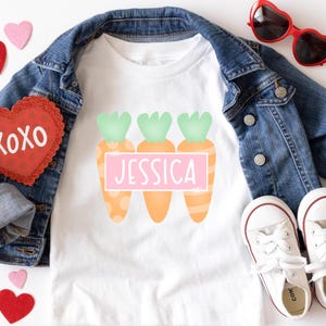 Kids Personalized Custom Carrots Easter Bunny Shirt Tee | Kids Easter Shirt | Custom Kids Toddler Shirt | Retro Easter Bunny Rabbit Shirt