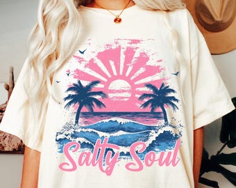 Salty Soul Summer Comfort Colors® Shirt | Summer Vacation Tee Tshirt | Retro Graphic Summer Shirt | Vintage Beach Shirt | Coastal Summer Tee