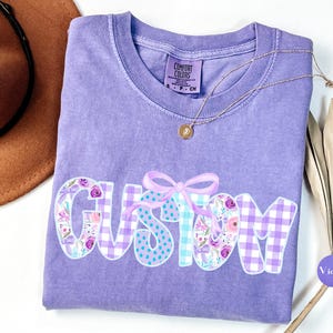 Custom Personalized Floral Name Comfort Colors® Shirt | Coquette Custom Name Text Shirt | Custom Grandma Mom Shirt | Custom Name Shirt