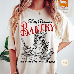 Funny Cat Biscuit Comfort Colors® Shirt | Kitty Biscuits We Knead Em You Need Em Shirt | Retro Vintage Cat Shirt | Baker Cat Lover Shirt