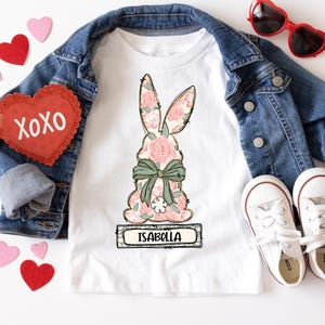 Kids Personalized Custom Name Easter Bunny Shirt Tee | Kids Easter Shirt | Custom Kids Toddler Shirt | Retro Easter Bunny Rabbit Shirt