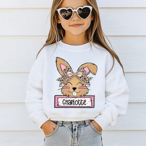 Kids Personalized Custom Girls Boys Easter Bunny Sweatshirt Tee | Kids Easter Shirt | Custom Kids Toddler Shirt | Easter Bunny Rabbit Shirt
