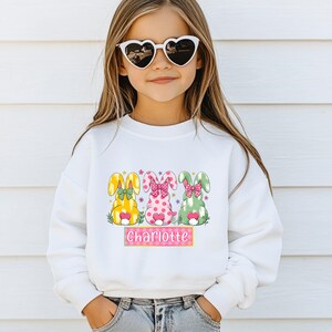 Kids Personalized Custom Easter Bunny Sweatshirt Tee | Kids Easter Shirt | Custom Kids Toddler Shirt | Retro Easter Bunny Bunnies Rabbit Tee