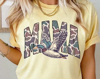 Camo Hunting Mama Mallard Comfort Colors® T Shirt | Duck Hunting TShirt | Mallard Duck Shirt | Duck Hunters | Hunting Season Camo Shirt