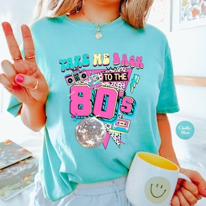 Ta mig tillbaka till 80-talet Graphic Comfort Colors® t-shirt | 90-talsskjortor för kvinnor | Retro vintage 80-tals grafiska skjortor med tröjor | S138