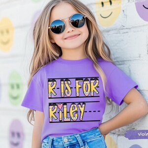 Benutzerdefinierte zurück zu Schule Kinder Shirt | Personalisierte Alphabet Kinder Kindergarten TShirt | Kinder Name Schule Shirt | Erster Tag der Schule Shirt Tee