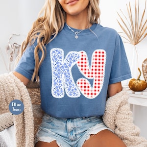 Coquette KY Kentucky 4th Of July Comfort Colors® Shirt | Cottagecore Flowers Kentucky Shirt | Memorial Labor Day USA Grandmillenial Shirt