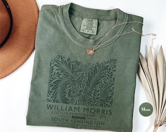 Vintage Retro William Morris Flower Floral Comfort Colors® Tee Shirt | Retro Fall Shirts | Botanical Plant Shirts | Gifts For Her | S36
