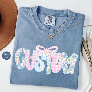 Custom Personalized Name Comfort Colors® Shirt | Coquette Custom Name Text Shirt | Custom Grandma Shirt | New Mom Shirt | Custom Name Shirt