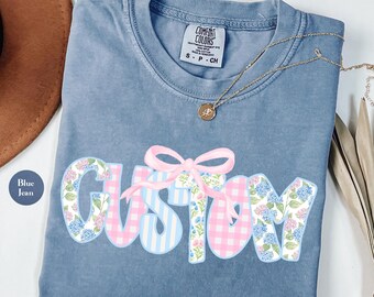 Custom Personalized Name Comfort Colors® Shirt | Coquette Custom Name Text Shirt | Custom Grandma Shirt | New Mom Shirt | Custom Name Shirt