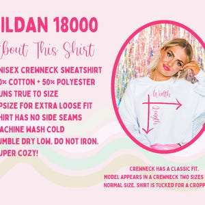 Puede incluir: Sudadera unisex blanca de cuello redondo con un ajuste cl&aacute;sico. La imagen incluye texto que describe las caracter&iacute;sticas de la camisa: 50% algod&oacute;n, 50% poli&eacute;ster, fiel a la talla, lavar a m&aacute;quina en fr&iacute;o y secar en secadora a baja temperatura.