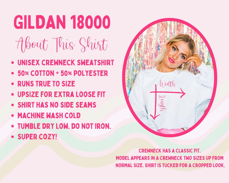 Puede incluir: Sudadera unisex blanca de cuello redondo con un ajuste cl&aacute;sico. La imagen incluye texto que describe las caracter&iacute;sticas de la camisa: 50% algod&oacute;n, 50% poli&eacute;ster, fiel a la talla, lavar a m&aacute;quina en fr&iacute;o y secar en secadora a baja temperatura.