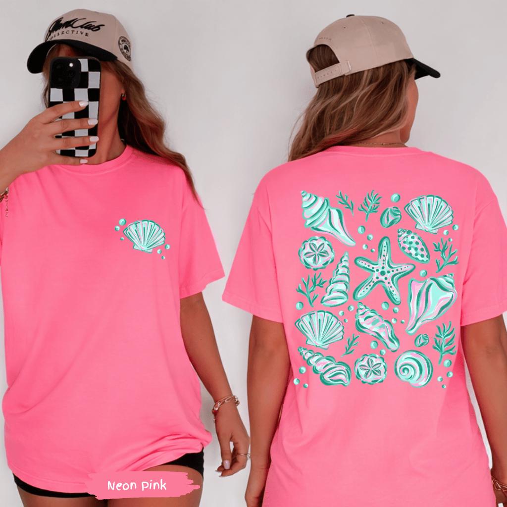 Discover Summer Seashells Double Sided T-Shirt, Coastal Beach Shell Tee